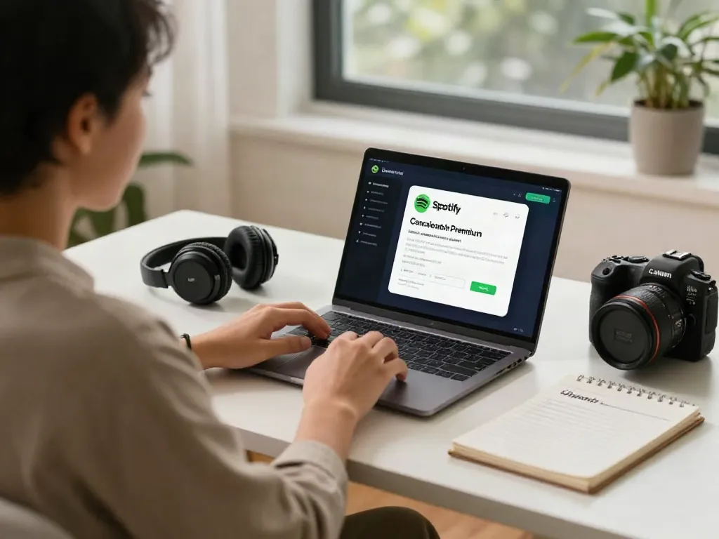 Learn how to cancel Spotify Premium with this step-by-step guide in a cozy home office.