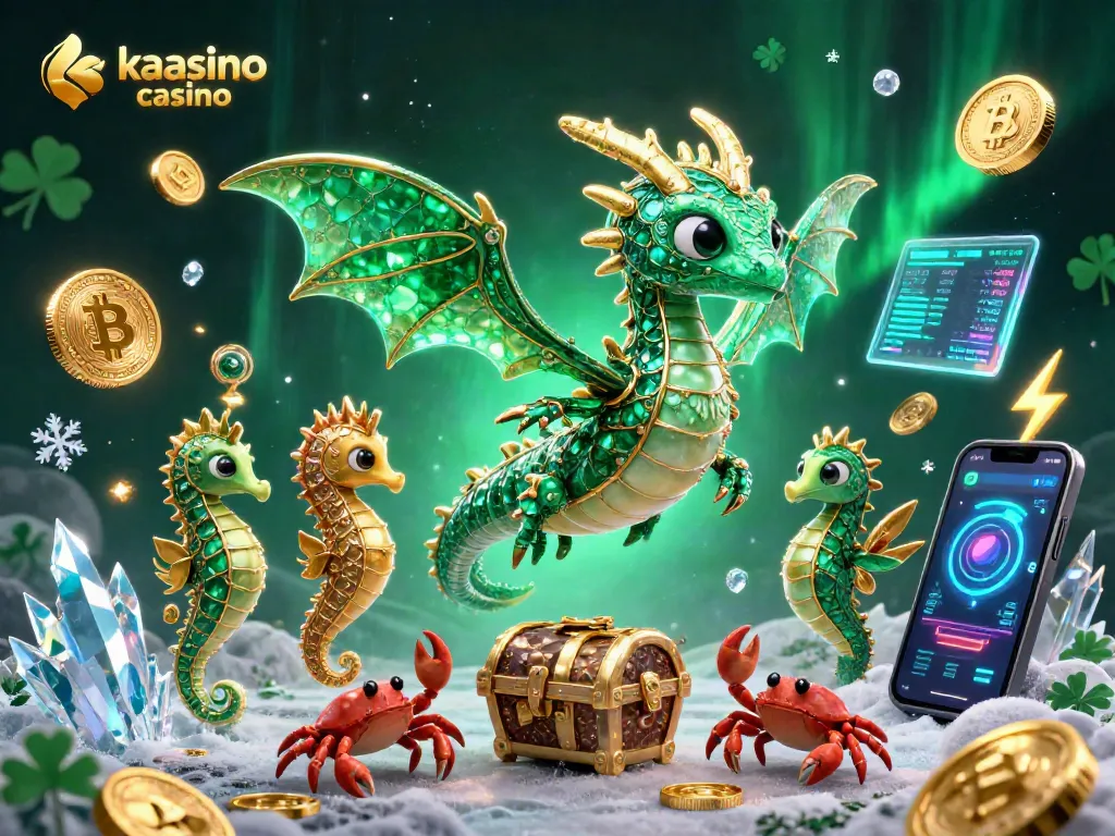 Play exciting games at kaasino casino with a vibrant 3D scene of fantasy characters and crypto elements.