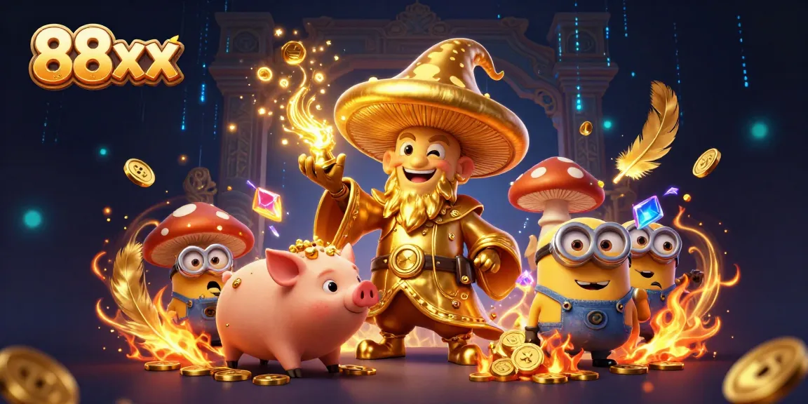 Spin the reels of fortune with 88xx, where magical treasures and gold coins swirl amidst vibrant casino action!